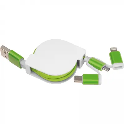 Kabel do ładowania z 3 wtyczkami rozwijany NICO