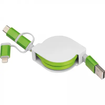 Kabel do ładowania z 3 wtyczkami rozwijany NICO