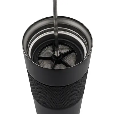 Kubek termiczny z french press Aspet 450 ml, czarny