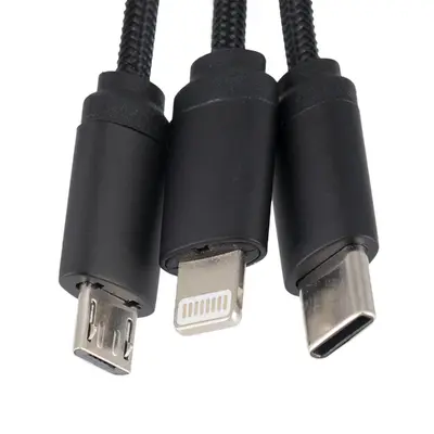 Kabel 3w1 z podświetlanym logo w drewnianej obudowie - LH-ZM04