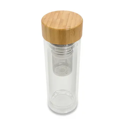 Dwuścienna butelka z zaparzaczem Helen 400 ml, transparentny