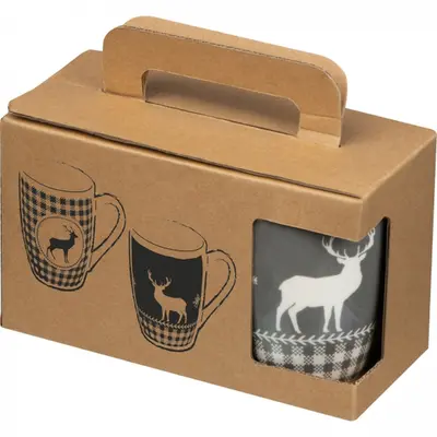 Zestaw 2 świątecznych kubków porcelanowych 300 ml ARMIN
