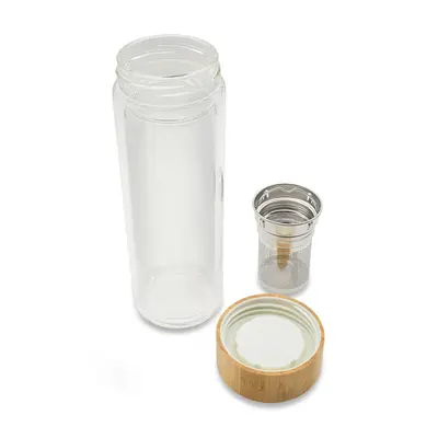 Dwuścienna butelka z zaparzaczem Helen 400 ml, transparentny