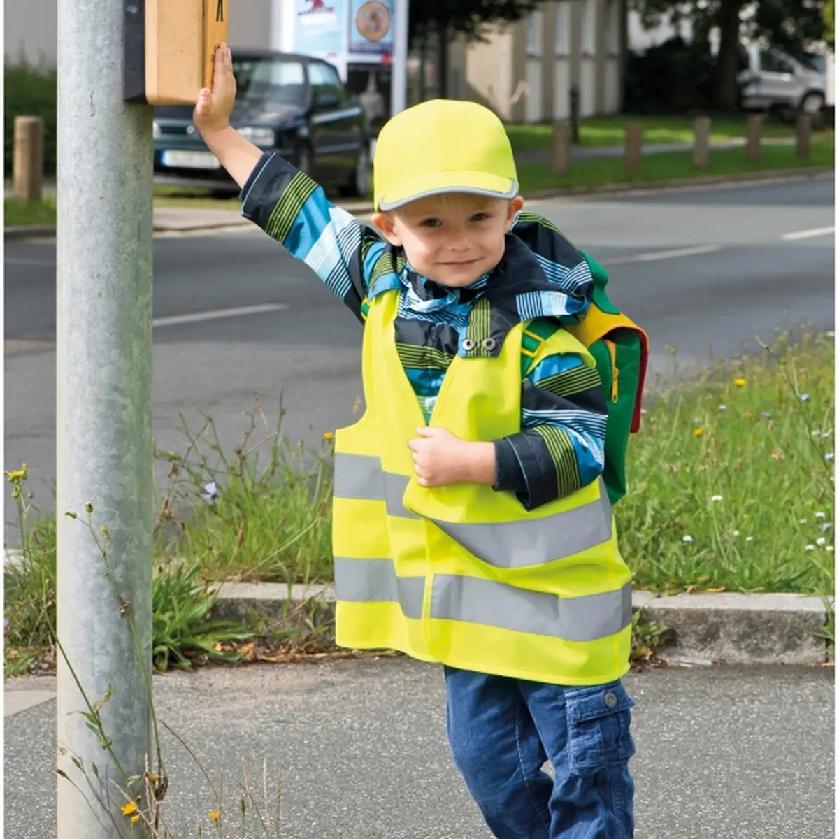 Czapka z daszkiem dla dzieci odblaskowa 6 paneli HALINA