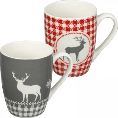 Zestaw 2 świątecznych kubków porcelanowych 300 ml ARMIN
