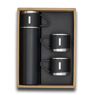 Termos z kubkami Attu 500 ml, czarny