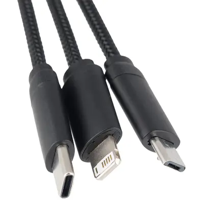 Kabel z ładowarką indukcyjną 4w1 w drewnianej obudowie - i5w