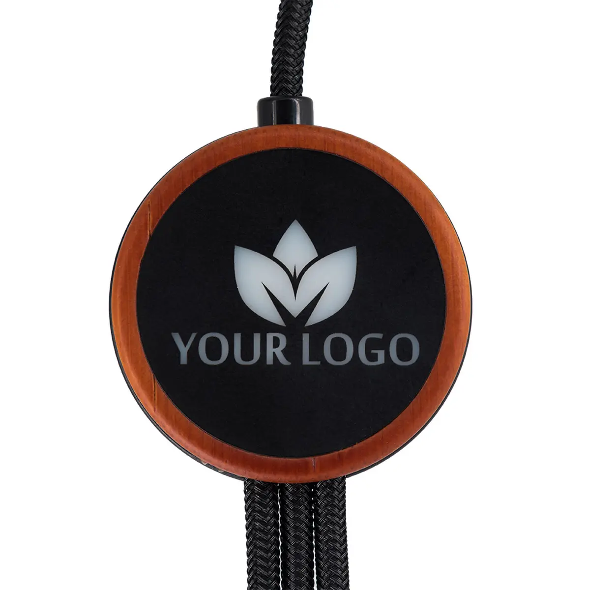 Kabel 3w1 z podświetlanym logo w drewnianej obudowie - LH-ZM04