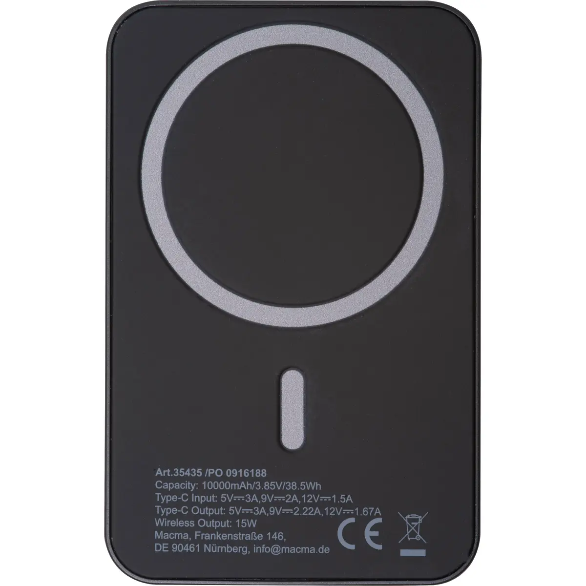 Power bank magnetyczny z ABS z recyklingu 10000 mAh DONNA