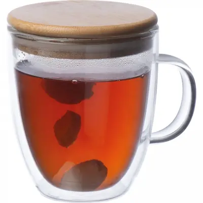 Kubek szklany z pokrywką 350 ml CECIL
